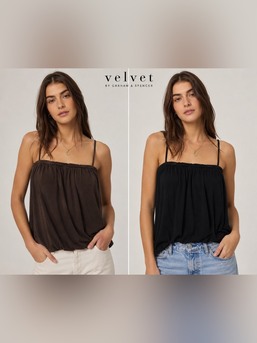Velvet by Graham & Spencer Bundle Black Brown Soft Stretch Cami Tops Size S